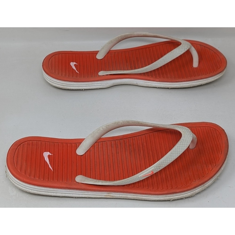 Nike Solarsoft Women's Thong 2 Flip‎ Flop Sandals Size 6 Orange White Athletic
